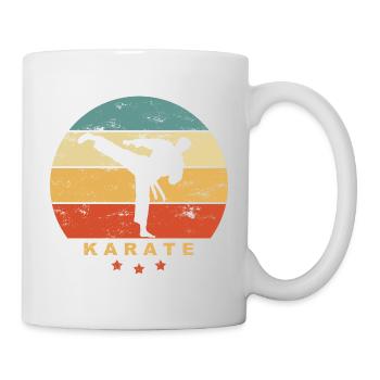 KARATE - Mann macht Karatekick - Retro Kampfsport - Tasse - Weiß - Rechts