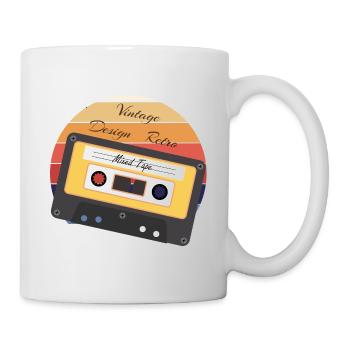 Cassette audio rétro vintage - Mug blanc - blanc - Droite