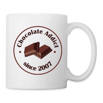 Addicted to chocolate since 2007 gourmet humor - Mug - white - Right