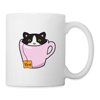 Chat de thé mignon - Mug blanc - blanc - Droite