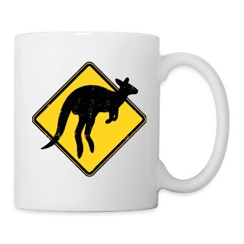 Känguru Australien Warnung Kangaroo Crossing - Tasse - Weiß - Rechts