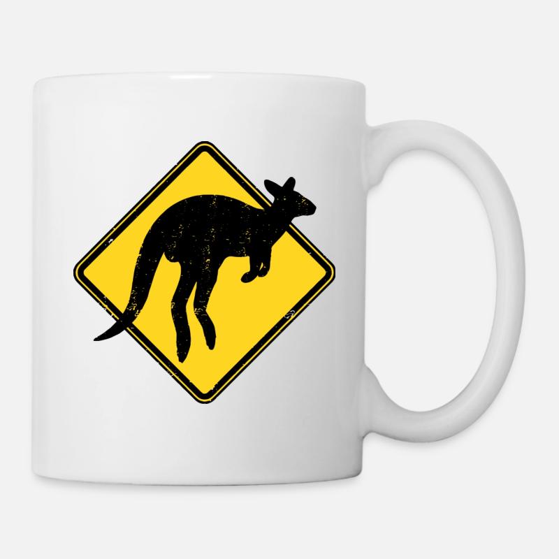 Känguru Australien Warnung Kangaroo Crossing - Tasse - Weiß