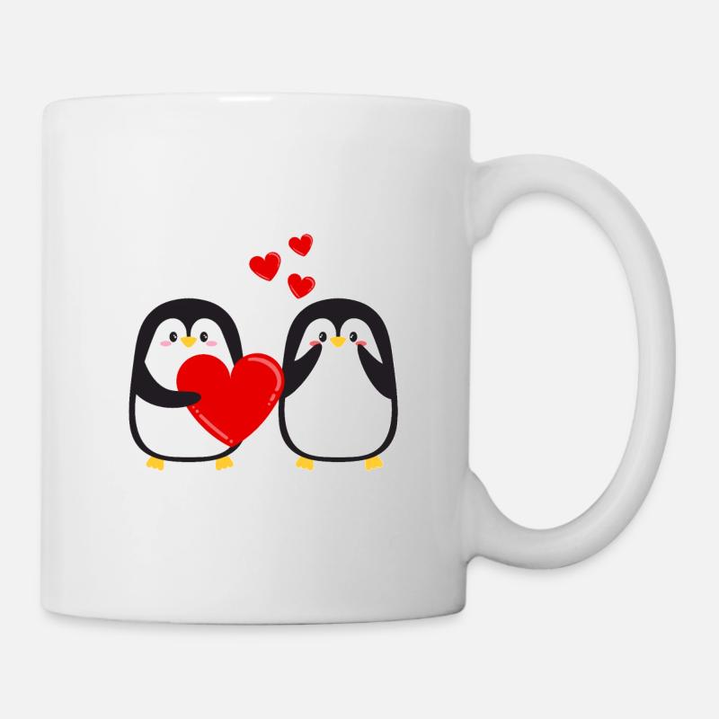 De mignons pingouins amoureux - Mug blanc - blanc