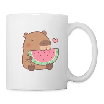 Mignon Capybara aime la pastèque - Mug blanc - blanc - Droite