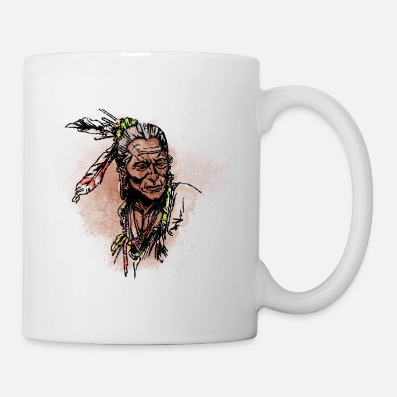 Porträt der amerikanischen Ureinwohner - Tasse - Weiß