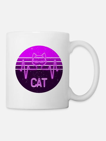 Lila NeonKatze - Tasse - Weiß