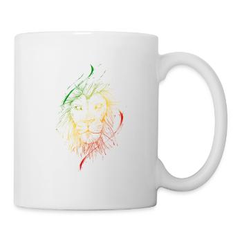 Vert jaune rouge drapeau Tête de lion sketchy - Mug blanc - blanc - Droite