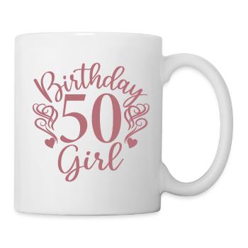 Cute Birthday 50 Girl - Fabulous At 50 - Women - Mug - white - Right