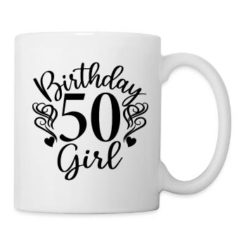 Cute Birthday 50 Girl - Fabulous At 50 - Women - Mug - white - Right