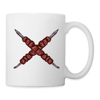 Shashlik saying in Russian for Russian grilling - Mug - white - Right