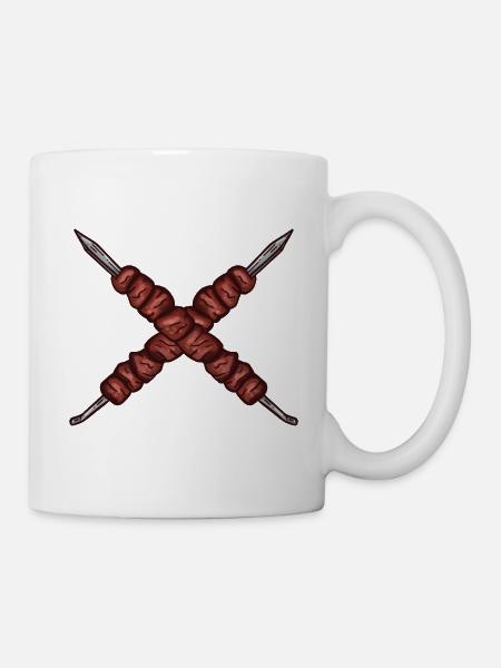 Schaschlik Spruch auf Russisch für Russen grillen - Tasse - Weiß