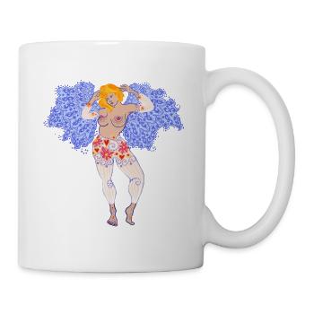 Grand ange aux ailes en dentelle - Mug blanc - blanc - Droite