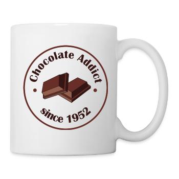 Addicted to chocolate since 1952 gourmet humor - Mug - white - Right