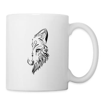Halb wolfskopf ornamentale Gestaltung - Tasse - Weiß - Rechts