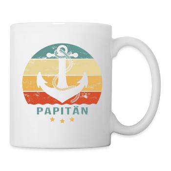 PAPITÄN Papa ist der Kapitän Vatertag Geschenkidee - Tasse - Weiß - Rechts