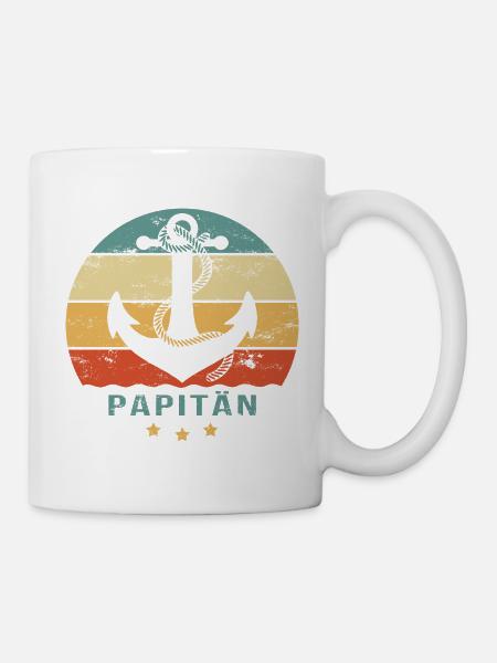 PAPITÄN Papa ist der Kapitän Vatertag Geschenkidee - Tasse - Weiß