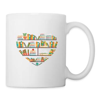 Reading Quote Heart Bookshelves Library Book Lover - Mug - white - Right