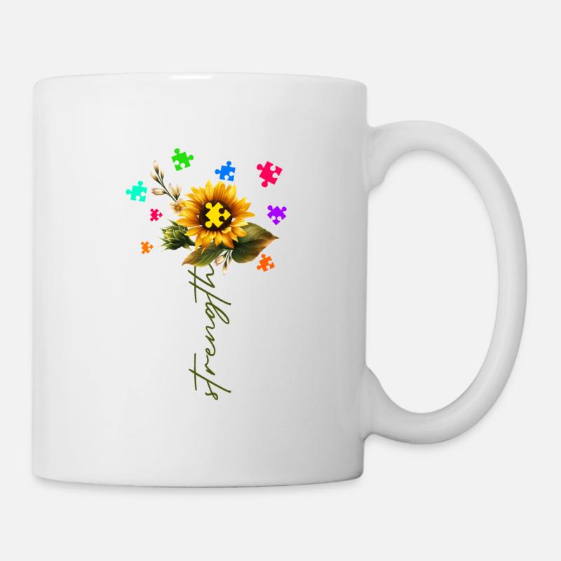 Autisme Renforcement Tournesol Cadeau d’acceptation autistique - Mug blanc - blanc