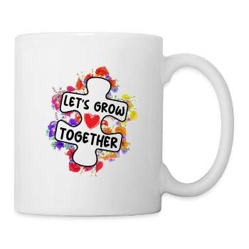Let's Grow Together Autism Acceptance Heart Gift - Mug - white - Right