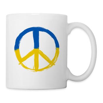Peace Zeichen Friedenszeichen - Farben der Ukraine - Tasse - Weiß - Rechts