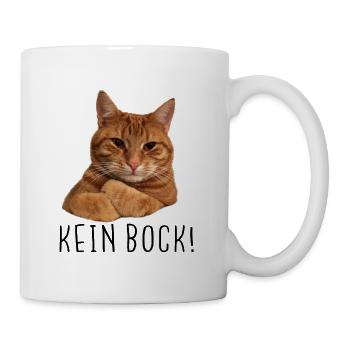 Katze lustiger Spruch " kein Bock ! " Geschenk - Tasse - Weiß - Rechts