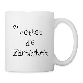 Rettet die Zärtlichkeit - Weltfrieden Achtsamkeit - Tasse - Weiß - Rechts