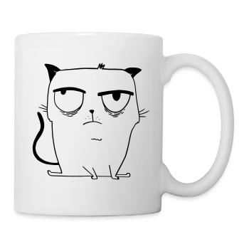 Cartoon Cat - Drôle de chat Evil Eye Nerves - Mug blanc - blanc - Droite
