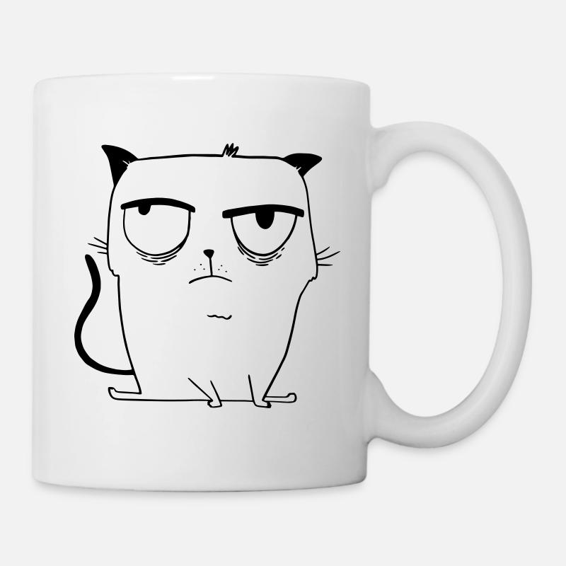 Cartoon Katze - Witziger Kater böser Blick Nerven - Tasse - Weiß