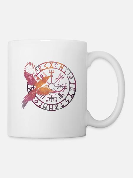 Rabe des nordischen Gottes schmilzt Vegvisir - Tasse - Weiß
