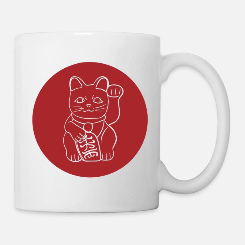 Chat porte bonheur Maneki-neko - Mug blanc - blanc