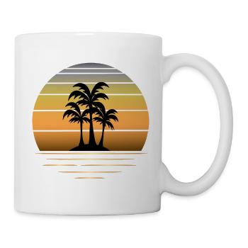 Holiday dreams: sun palm trees sandy beach - Mug - white - Right