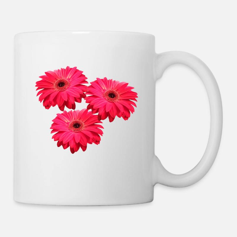 blühende Gerbera Blume Gerberas Blüten floral - Tasse - Weiß