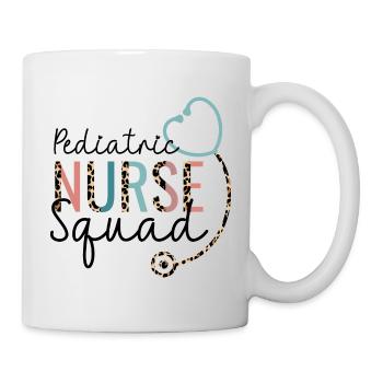 Pediatric Nurse Squad Leopard Stethoscope Heart - Mug - white - Right