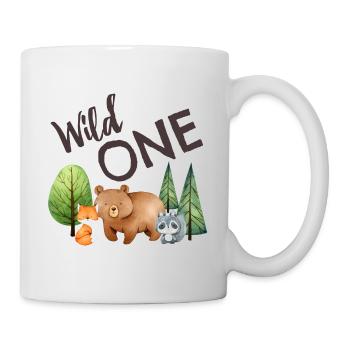 1st Birthday Forest Animals Fox Bear Raccoon - Mug - white - Right