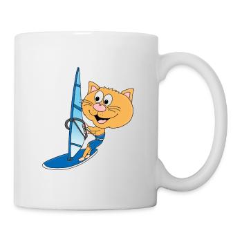 KATZE - WINDSURFER - SURFER - WASSERSPORT - SURFEN - Tasse - Weiß - Rechts