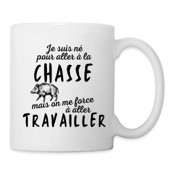 T shirt chasse humour chasseur sanglier cadeau - Mug blanc - blanc - Droite