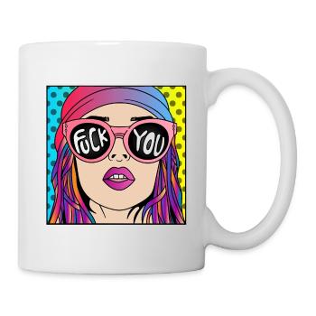 BANDE DESSINÉE POP ART FUCK YOU GIRL - Mug blanc - blanc - Droite