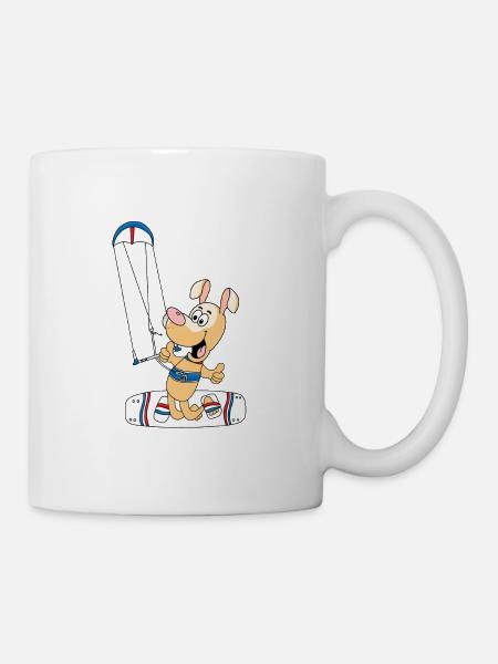 KITER - KITE - KITESURFEN - KITESURFER - HUND - Tasse - Weiß