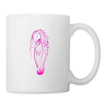 Cheval rose single line & dotwork - Mug blanc - blanc - Droite
