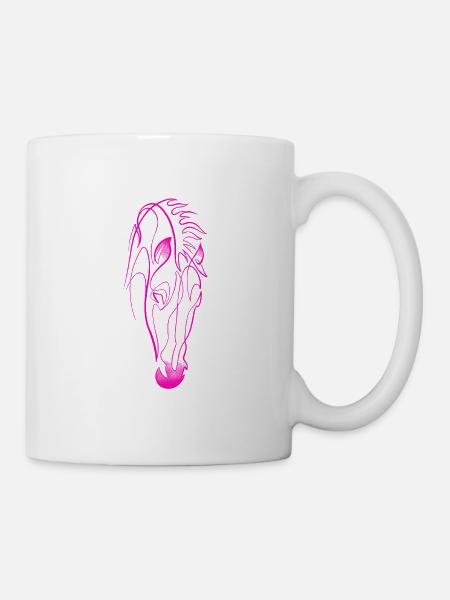 Cheval rose single line & dotwork - Mug blanc - blanc