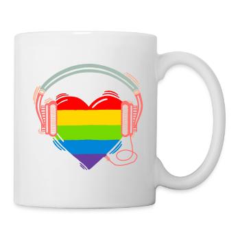 Regenbogenherz mit Kopfhörer cool Street Art - Tasse - Weiß - Rechts