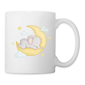 petit éléphant mignon dort sur la lune - Mug blanc - blanc - Droite