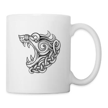 Fenrir Wikinger dotwork Tattoo - Tasse - Weiß - Rechts