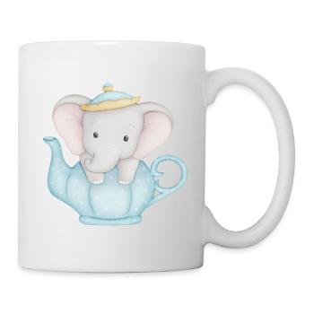 niedlicher Elefant in Teekanne - Tasse - Weiß - Rechts