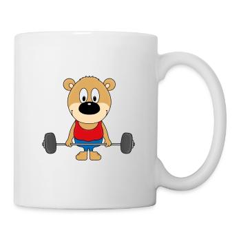 TEDDY - GEWICHTHEBER - FITNESS - SPORT - BÄR - Tasse - Weiß - Rechts