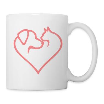 Dog heart with cat - color change - Mug - white - Right