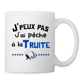 j'peux pas, j'ai pêche à la truite, cadeau pêcheur - Mug blanc - blanc - Droite
