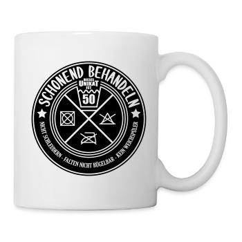 Farben änderbar Schonend Behandeln 50. Geburtstag - Tasse - Weiß - Rechts