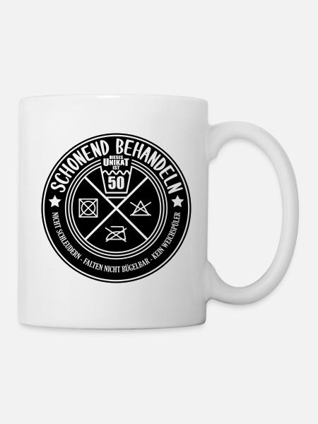 Farben änderbar Schonend Behandeln 50. Geburtstag - Tasse - Weiß