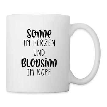 Sonne im Herzen und Blödsinn im Kopf - Tasse - Weiß - Rechts